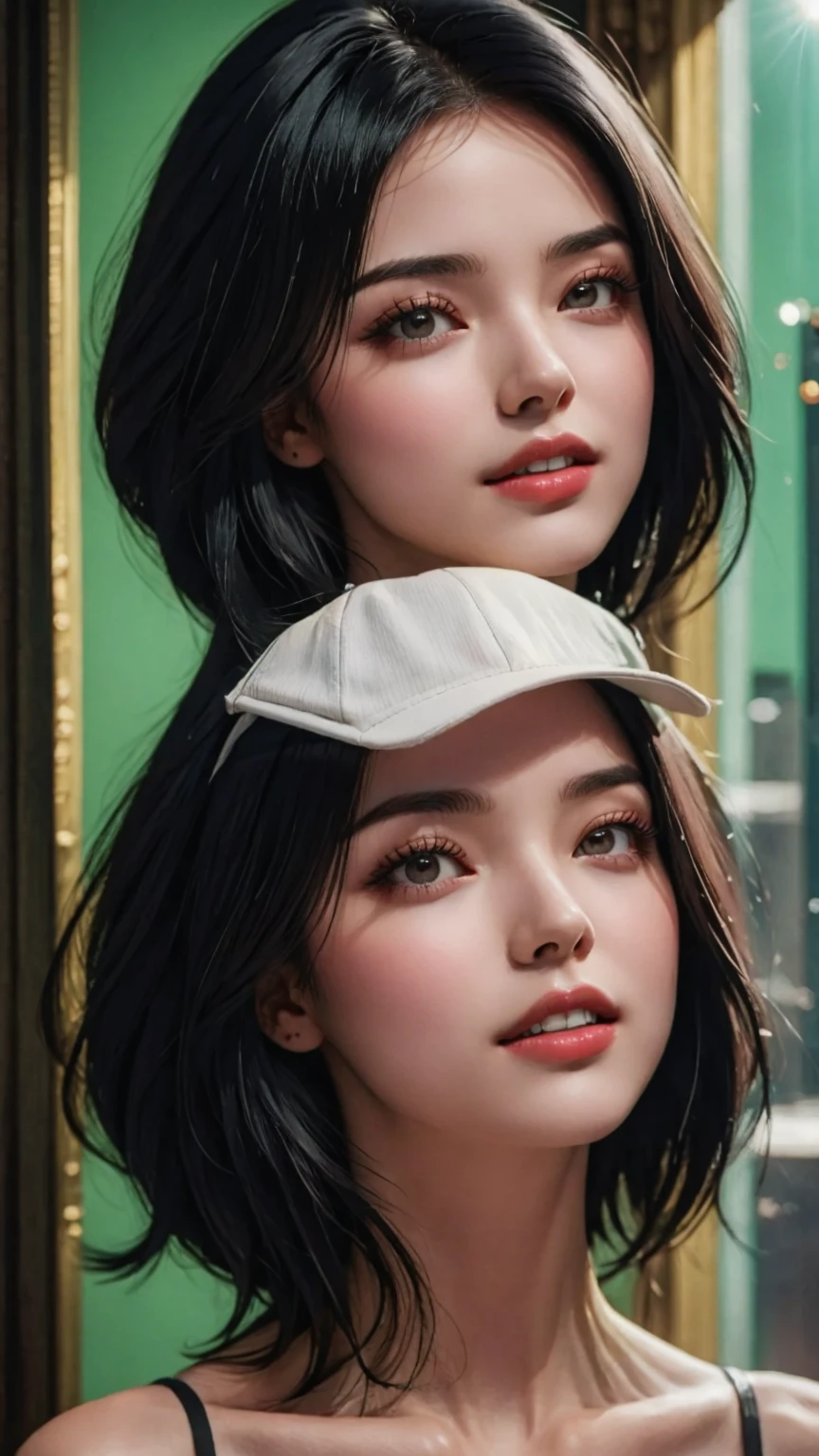 (Masterpiece:1.3), (8K, Photorealistic, RAW photo, Best quality: 1.4), (1girll), Beautiful face, (Realistic face), (Black hair, Short hair:1.3), Glasses, Beautiful hairstyle, Realistic eyes, Beautiful detailed eyes, (Realistic skin), Beautiful skin, (Sweater), absurderes, Attractive, Ultra-high resolution, Ultra photo realsisim, Highly detailed, Golden ratio