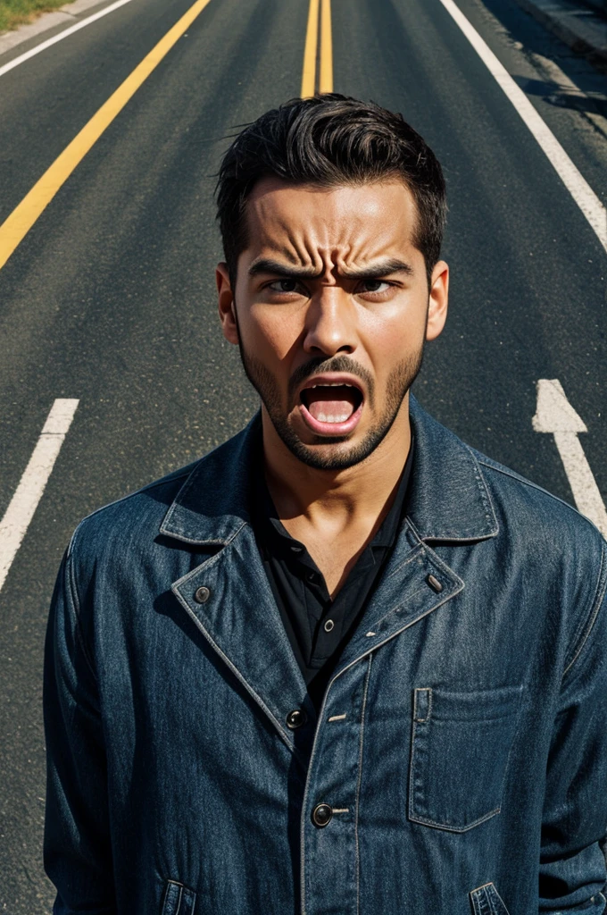 A person is at a crossroads and his face is surprised