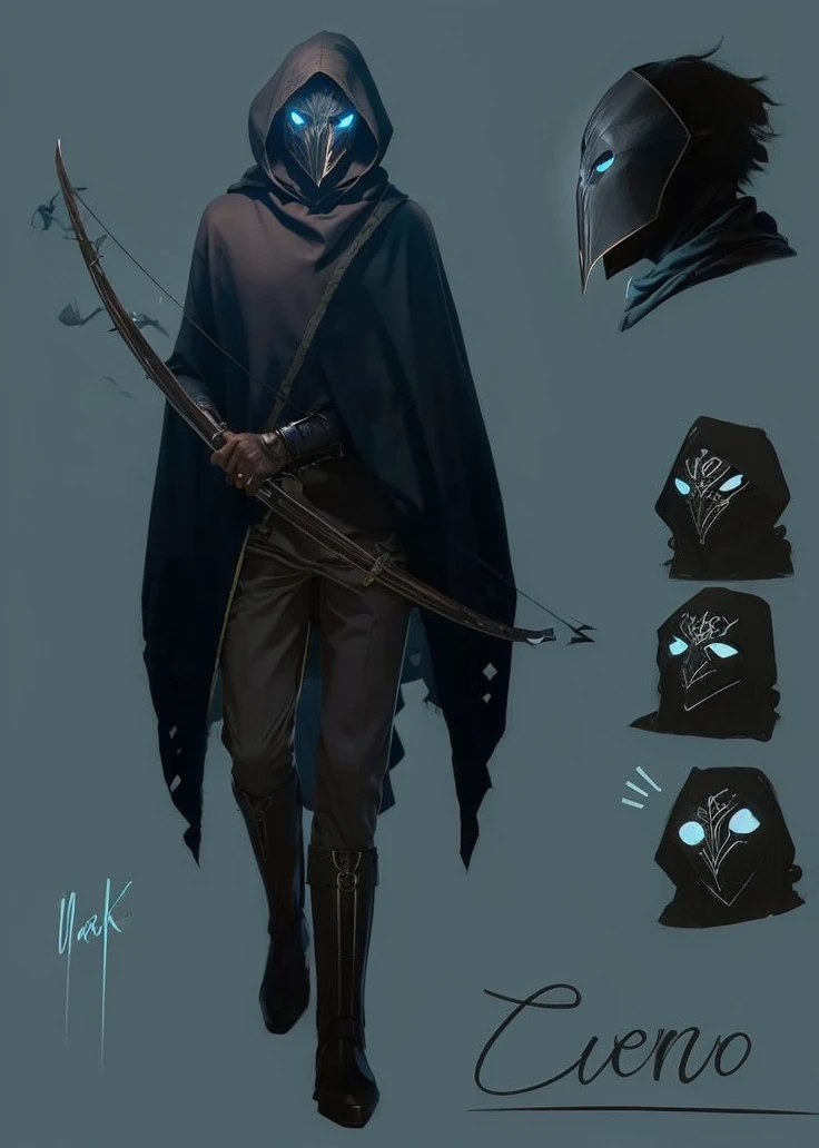 Dark Acher, magic, dark mask, Hunting Bow, 
