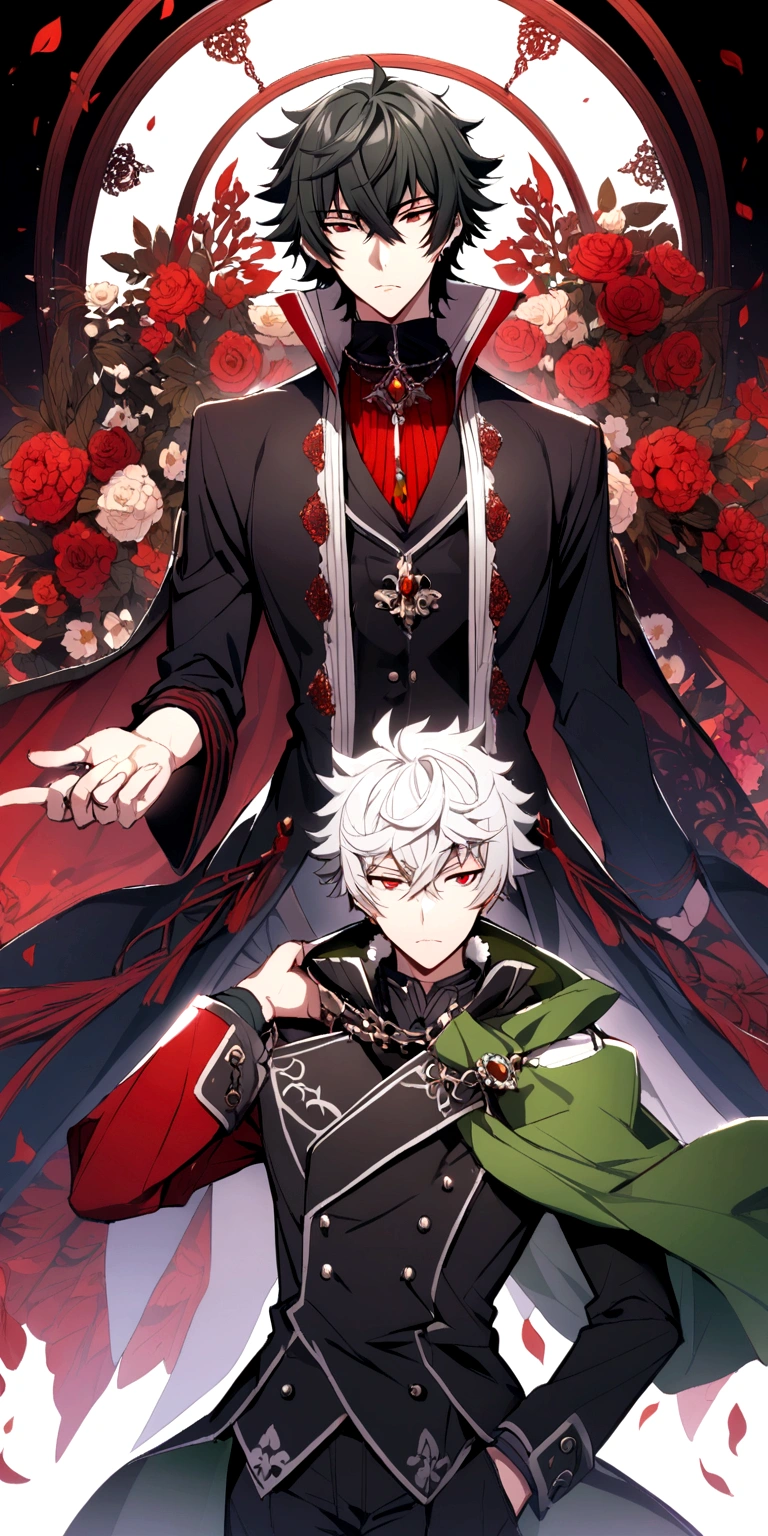 iwatani naofumi , red and black clothes, and white hair, Red eye