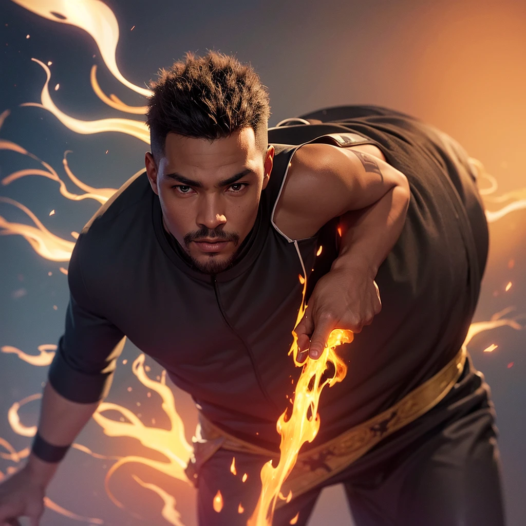 Xbalanque black guy withe hair pyro natlan