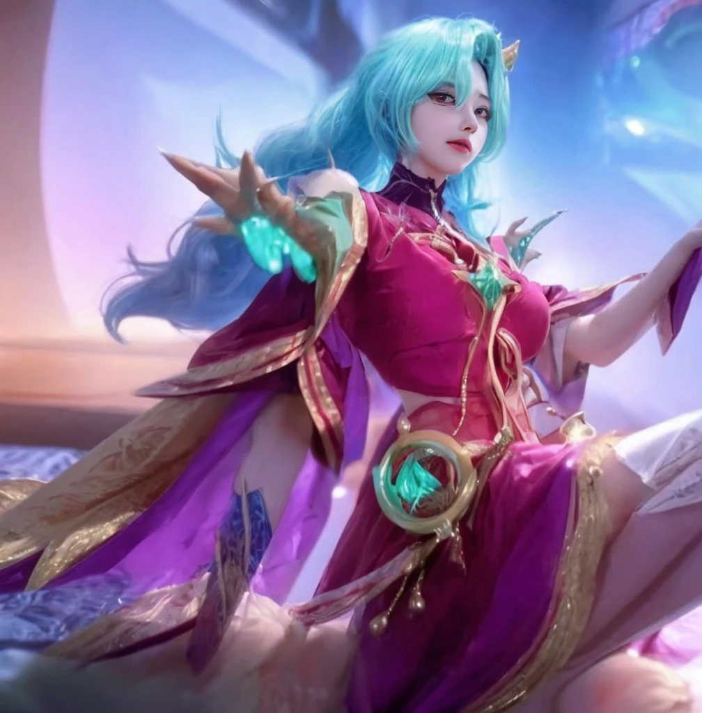 ((Realistic lighting, best qualtiy, 8K, tmasterpiece:1.3)), sharp focus:1.2, 1girll, Beautiful Women with Perfect Figure:1.4, Slim abs:1.1, ((Shiny purple hair)), (White crop top:1.4),(exteriors,during night:1.1),Sit on the indoor bed,Ultra-fine face,Fine eyes,double eyelid,Leaks out of the entire delicate breast, purple eyes, Cheeks flushed, Blush, Double eyelids,