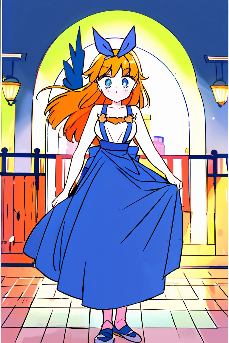 Yotsuba nakano, dancing in the moonlight, dynamic pose, moonlight background, full body, dancing girl, pretty flowing dress, wind, sweet dreamy face, (Old anime, vintage anime, 90's anime style, naoko takeuchi style, masterpiece、top-quality, Official art、Beautifully Aesthetic:1.2)、(a beauty girl:1.3)、vivid colours、colourful, magical photography, dramatic lighting, intricate details, (1 girl, solo, alone), , sfw, nakano_yotsuba, blue eyes, indigo eyes, aayotsuba, sparkling blue eyes, sfw, pretty teenage girl with shoulder length orange hair, hair ribbon, green ribbon, heart shaped lips and blue eyes making a cute face, blushing, aayotsuba, Nakano yotsuba from The Quintessential Quintuplets, yotsuba Nakano, masterpiece, 4k, ultradetailed, cowboy shot, shoulder lenght orange hair,, blushing,, blue eyes, innocent, pure, kawaii, tender, lovely, cheery, cute
