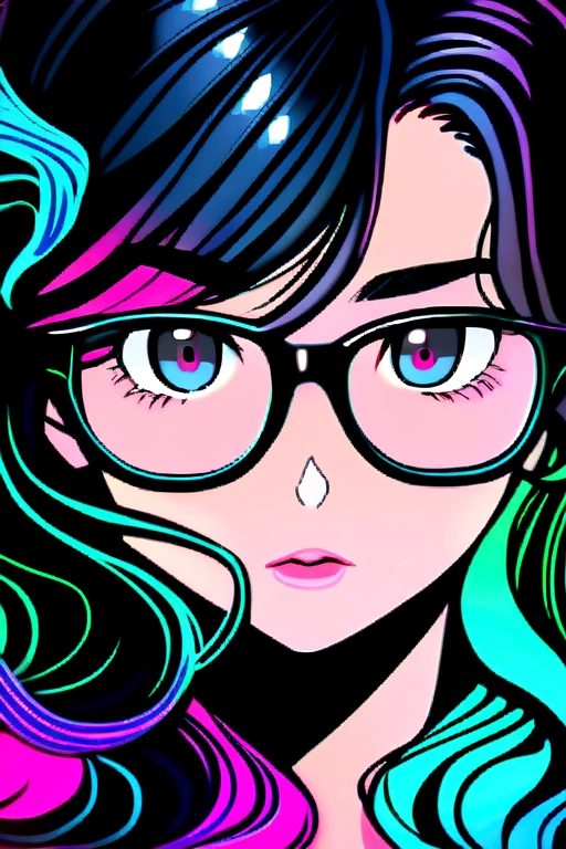 Girl with wavy hair in glasses, with black hair boy together 