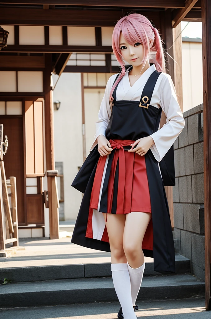 An anime game style , show the chest and litte japanese style for outfit
