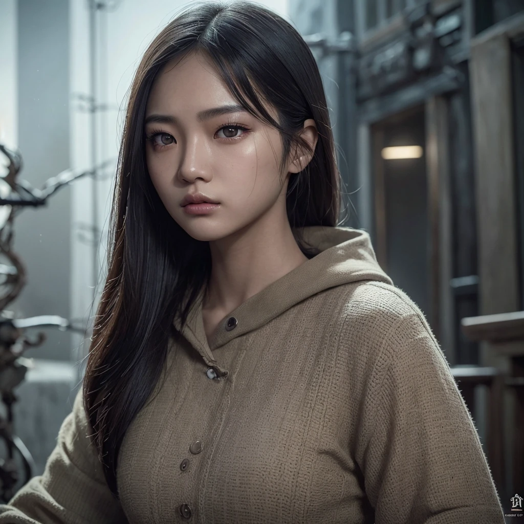 a 20 year old southeast asian girl, detailed face, beautiful detailed eyes, long eyelashes, extremely detailed skin, assassin, cold expression, covert infiltrator, intricate details, cinematic lighting, dramatic shadows, moody atmosphere, muted color palette, photorealistic, masterpiece, highly detailed, 8k, hyperrealistic