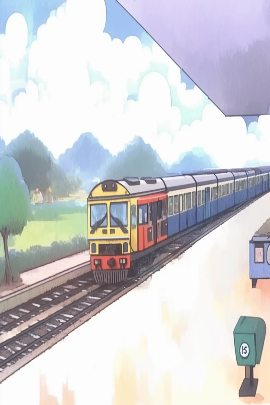 rural train station,(masterpiece,best quality:1.5),