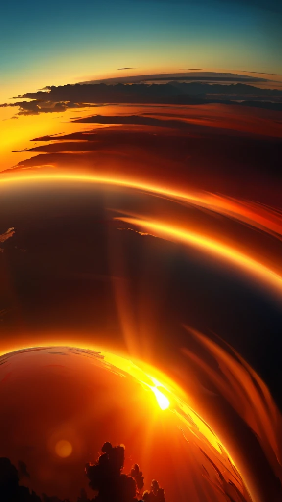 Sunset sky、dazzling、horizon、Angle from above