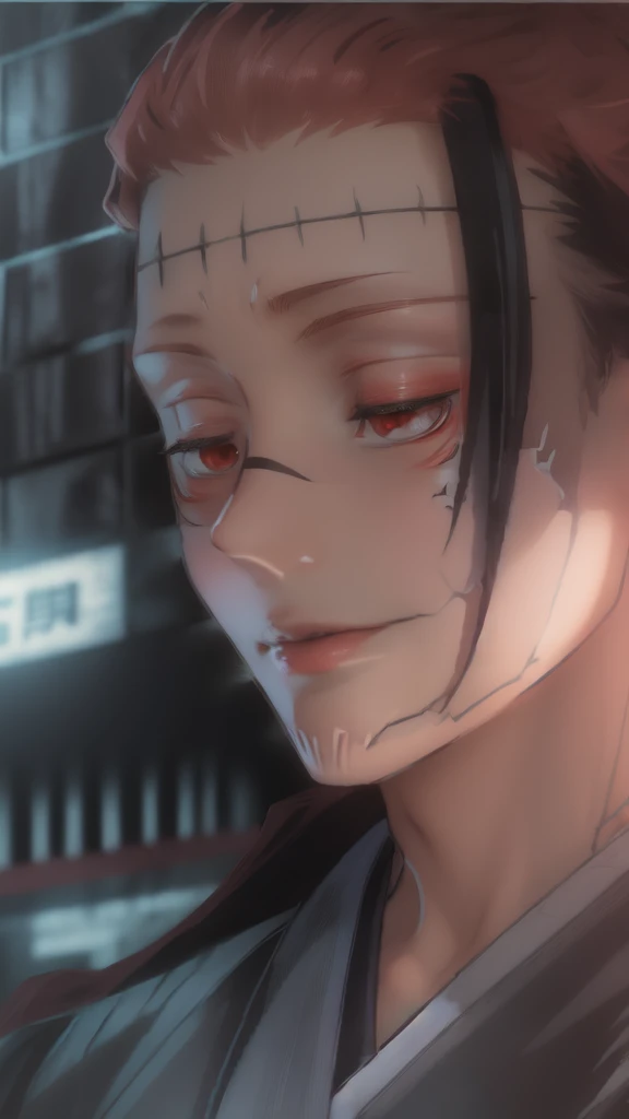 YOUTH CHARACTER WITH SHORT, FLOWING HAIR, BROWN EYES, HANDLING FACE, WEARING A BLACK HOODIE. NAMED "YUJI ITADORI" IN THE ANIME STORY SERIES"(JUJUTSU KAISEN), STANDING IN THE MIDDLE OF A BEAUTIFUL CITY, WITH REALISTIC HDR -8K EFFECTS.