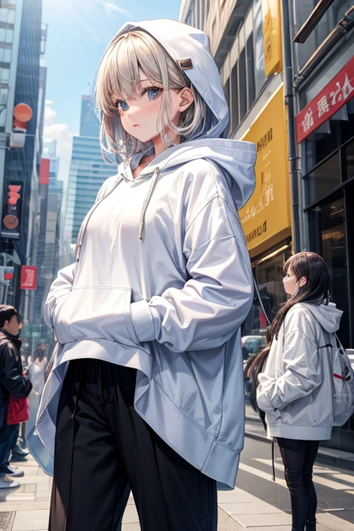The people and the place remain the same、Just change your clothes!Wearing a large white hoodie、I'm sitting in a gaming chair。