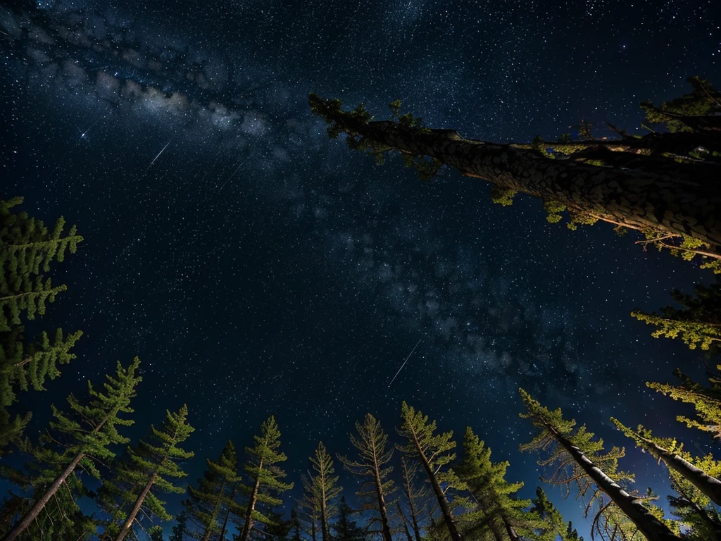 (((Masterpiece))), (high quality),in the forest,Midnight,Starry Sky,from below,