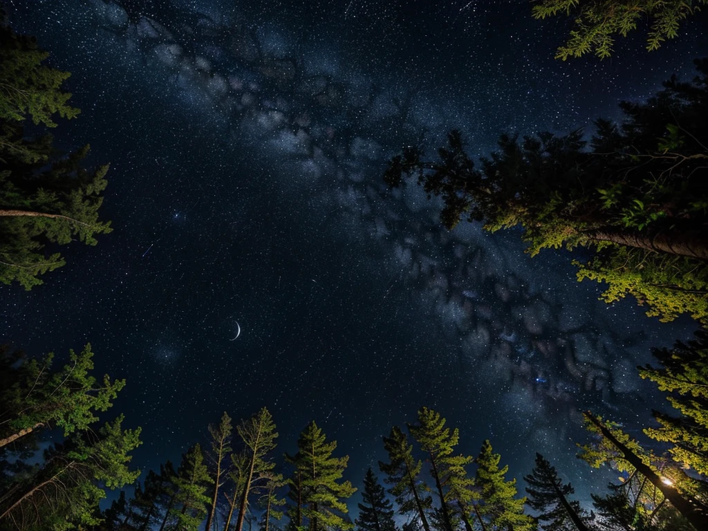 (((Masterpiece))), (high quality),in the forest,Midnight,Starry Sky,from below,