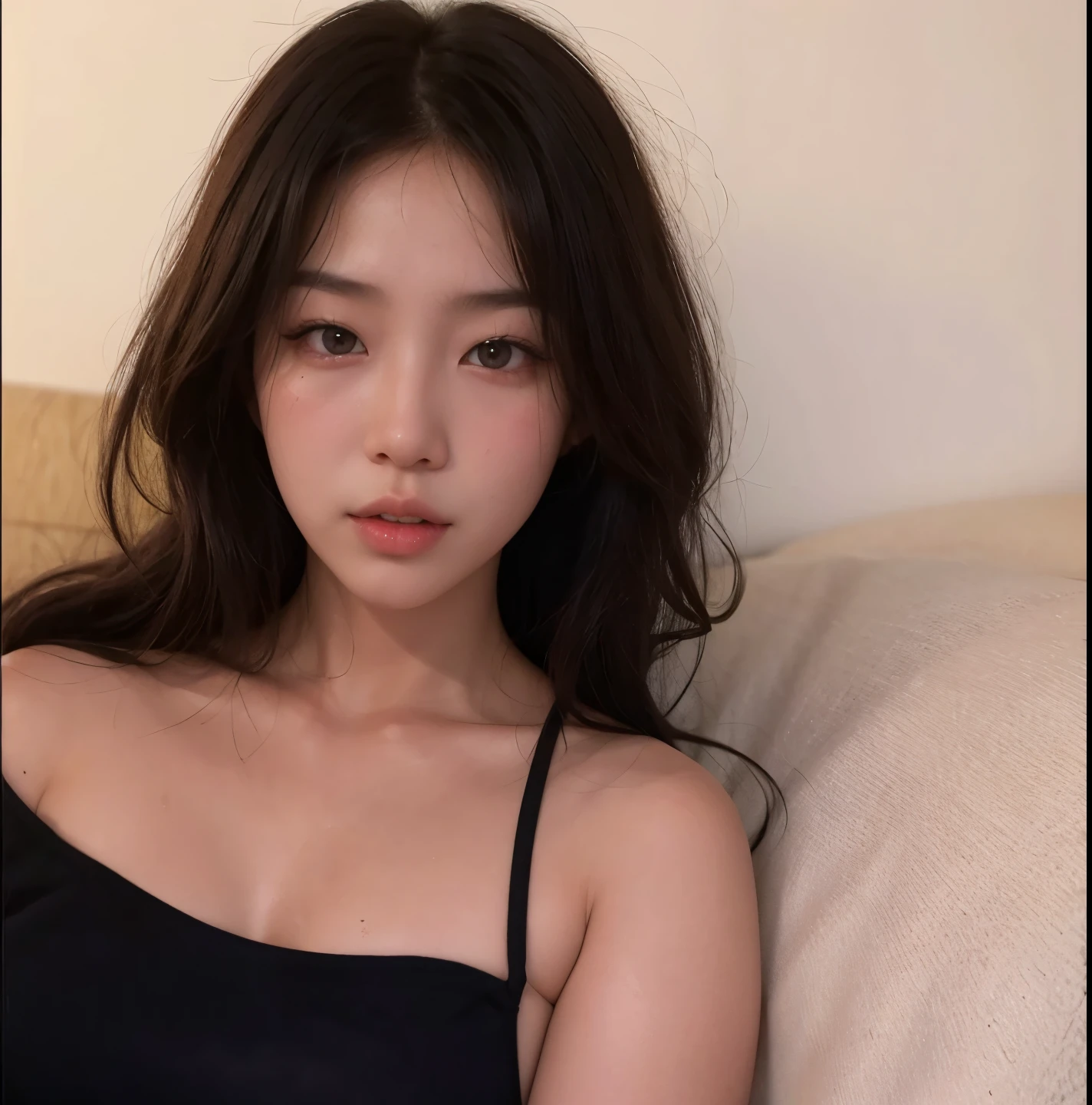 Asian, korean, fleshy lips, Bblack hair