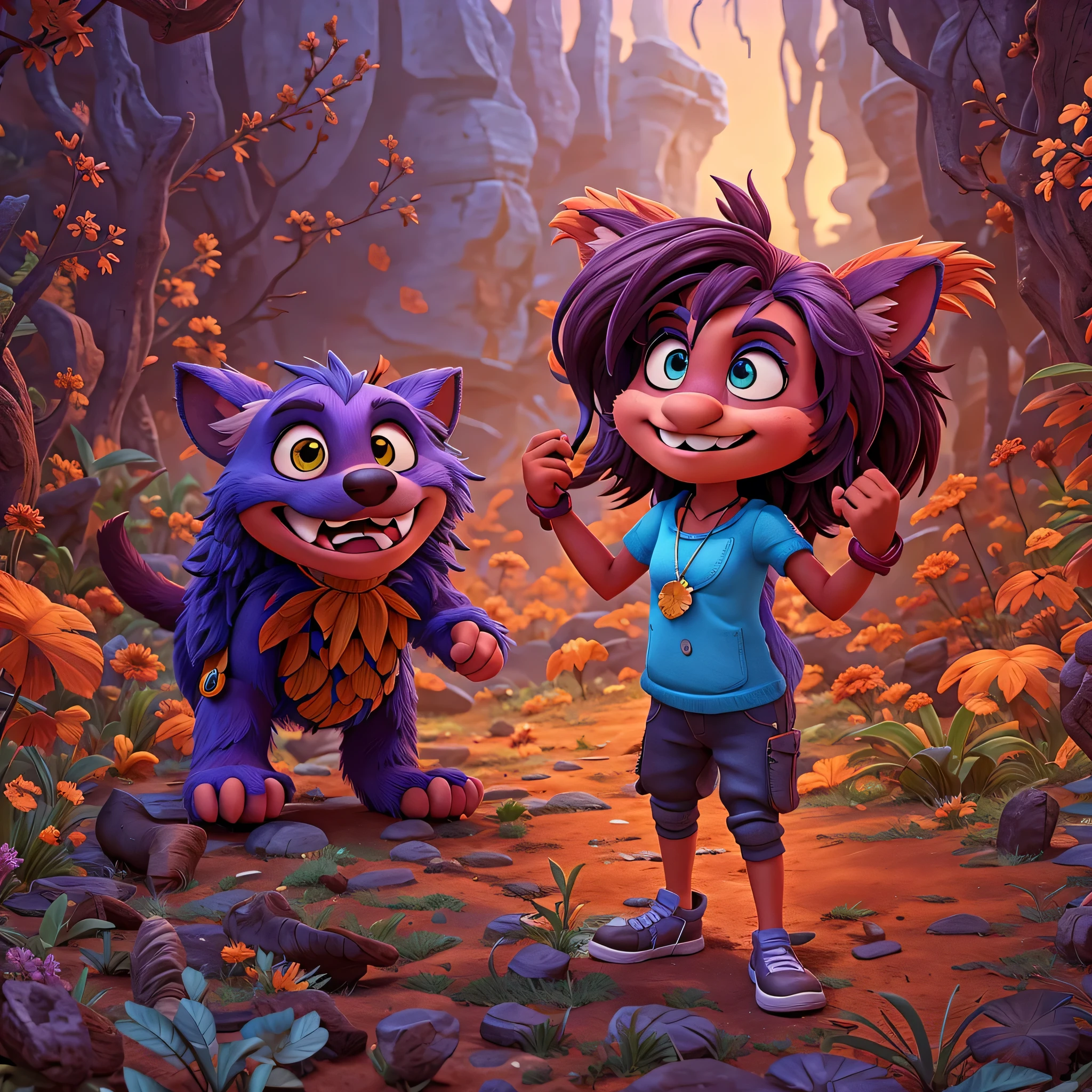 a cartoon-style taz-mania landscape, 1girl, taz the tasmanian devil, detailed facial features, dynamic pose, surreal colorful environment, epic fantasy, cinematic lighting, volumetric fog, highly detailed, intricate, digital art, vibrant colors, cinematic composition, masterpiece