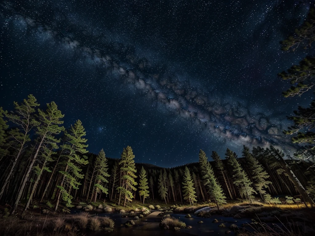 (((Masterpiece))), (high quality),in the forest,Midnight,Starry Sky,