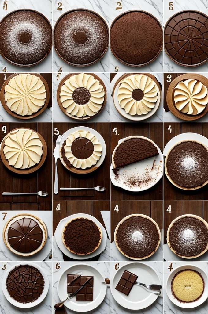 Life cycle of a cake dessert made with chocolate and apples