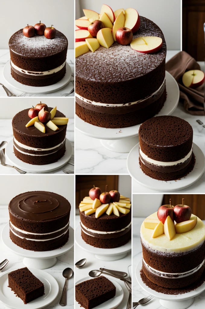 Life cycle of a cake made with chocolate and apples