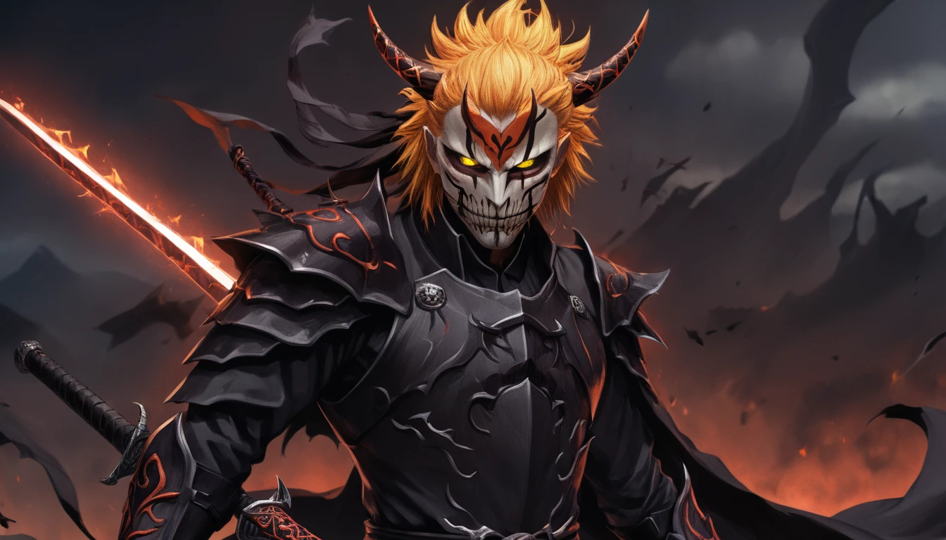 ninja mask, cape,close up, black heavy detailed clothes, katana, art, dark and malevolent, hand sword, armor, powerful and intimidating, (masterpiece, best quality, ultra-detailed, best shadow), (detailed background, dark fantasy) dramatic light, intricate details, dark and malevolent, powerful and intimidating, Dark and foreboding, malevolent force, sinister and chilling, armor, high detailed background, girl in demon slayer art, demon slayer art style, epic anime art, God death