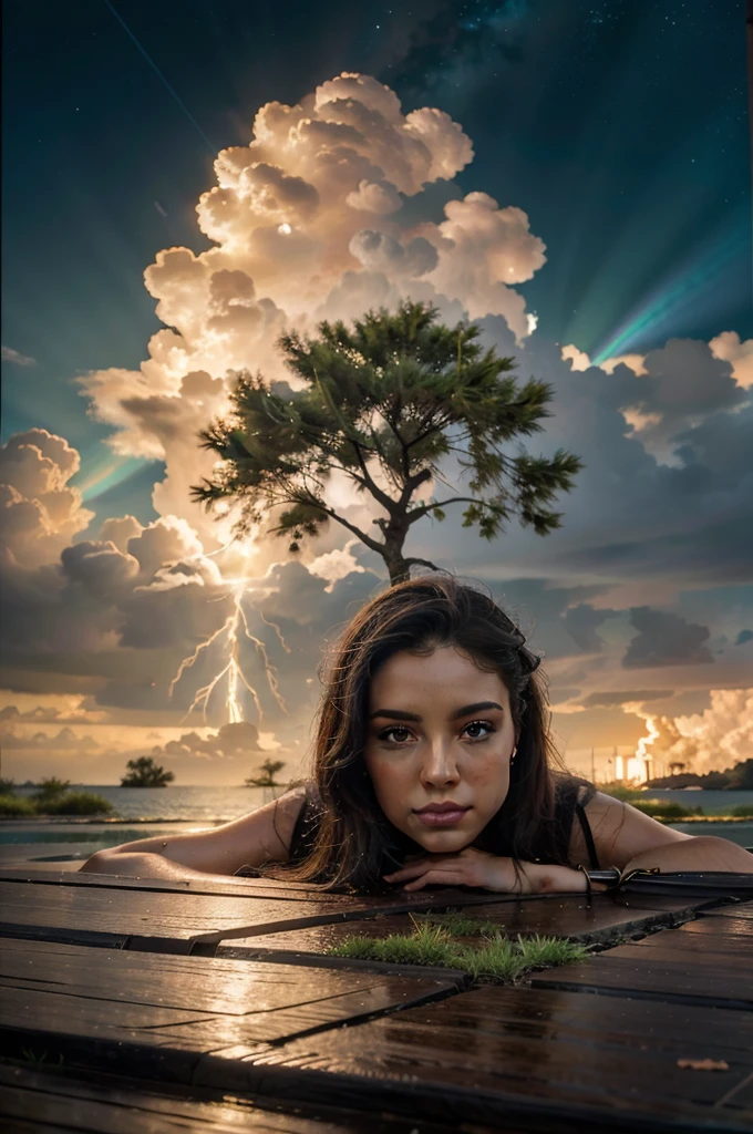 Celestial Tree, big tree, paisaje, panorama, Sky Heaven, naturey, palmtrees, Cedars, forst, Rivers of water, Thunder Light, Detailed Realistic FullHD Fotorrealism, Majestic, comely, fire, villany, Thunders, Sky Thunders, Woman, Woman's in the Waters, Beauty Woman, Stars, photorrealistic 6K, UltraHD Detailed, detailed colors 8K, Elegant beauty, floor, stele, lightning strikes, heavens, Divine Sky, tempest, Towards the heavens, heavenly, Godlike, photorrealistic, Rendering, 4K, 8K, detailed textures, detailed shadows, padoru, detailed colors, Gods Sky, UltraHD 16K Details, 16K photorealistic textures, detailed sharpness 16K, detailed sharpness, detailed colors, realistic shadows, Ultra realistic textures, High Power, Natural Beauty, natural colors, realistic contrast, Texturas photorrealistics, detailed colors, lifelike colors, detailed shadows, Textuta photorrealistic FullHD, Sombras photorrealistics 8K, HD photorrealistic, 8K Ultra Realistic Details, Cor photorrealistic 4K, FullHD Detailed Lights, Texturas Detalhadas photorrealistics 8K, Nitidez photorrealistic, villany, detailed 4k, ultra detaild, contraste realista de 8K, detailed sharpness, cores Ultra HD, chic,