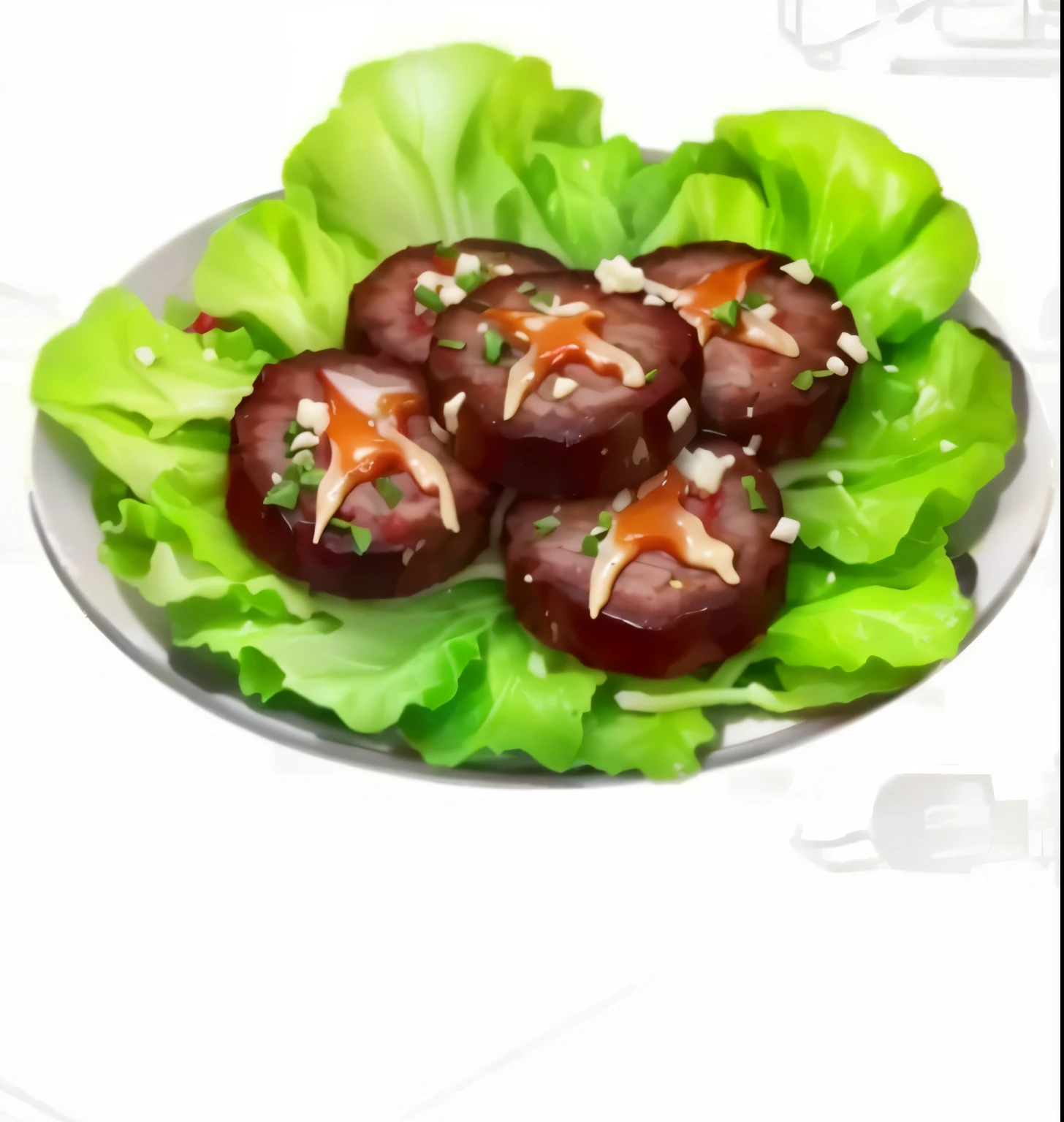 There is a plate of food,It is topped with meat and lettuce, ❤🔥🍄🌪, Chiba Yudai, Wang Chen, ( ( Bronze skin ) ), qiangshu, Uh-huh, salad, Digital Art - w 0, Hangzhou