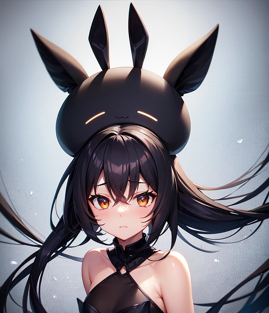 (Bunny girl),Cute little ,Tiny ,Small girl,,Childish face, Very fine clean face,Top quality,(Dark Room), Subtle light, Natural light,Soft lighting,Light from directly behind, (Are standing),With bust up,Front view,Black background