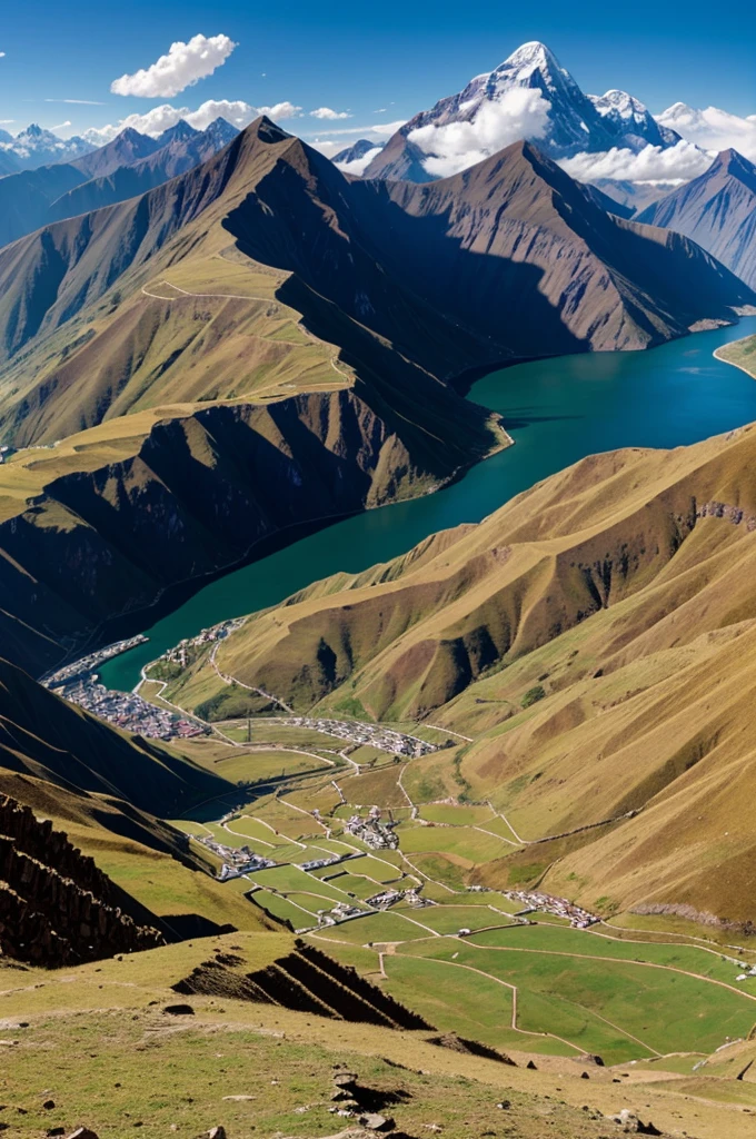 A panoramic view of the Peruvian Andes in animated