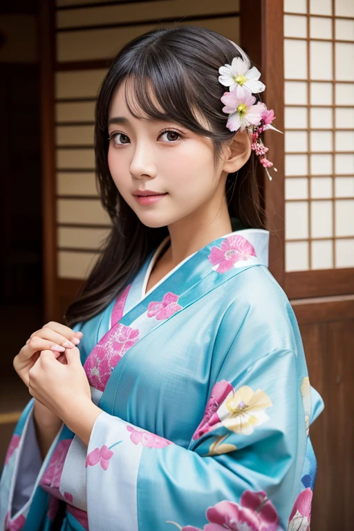 Kimono courtesan Asian beauty Droopy eyes High nose Small face Childish face