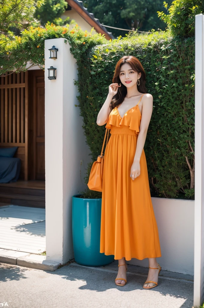 The color matching trends for the summer of 2024 focus on several key points:Bright、Contrast and nature。Here are some amazing color matching suggestions:orange color + blue:
orange color上衣搭配blue牛仔裤或半身裙,Lively and summery。
