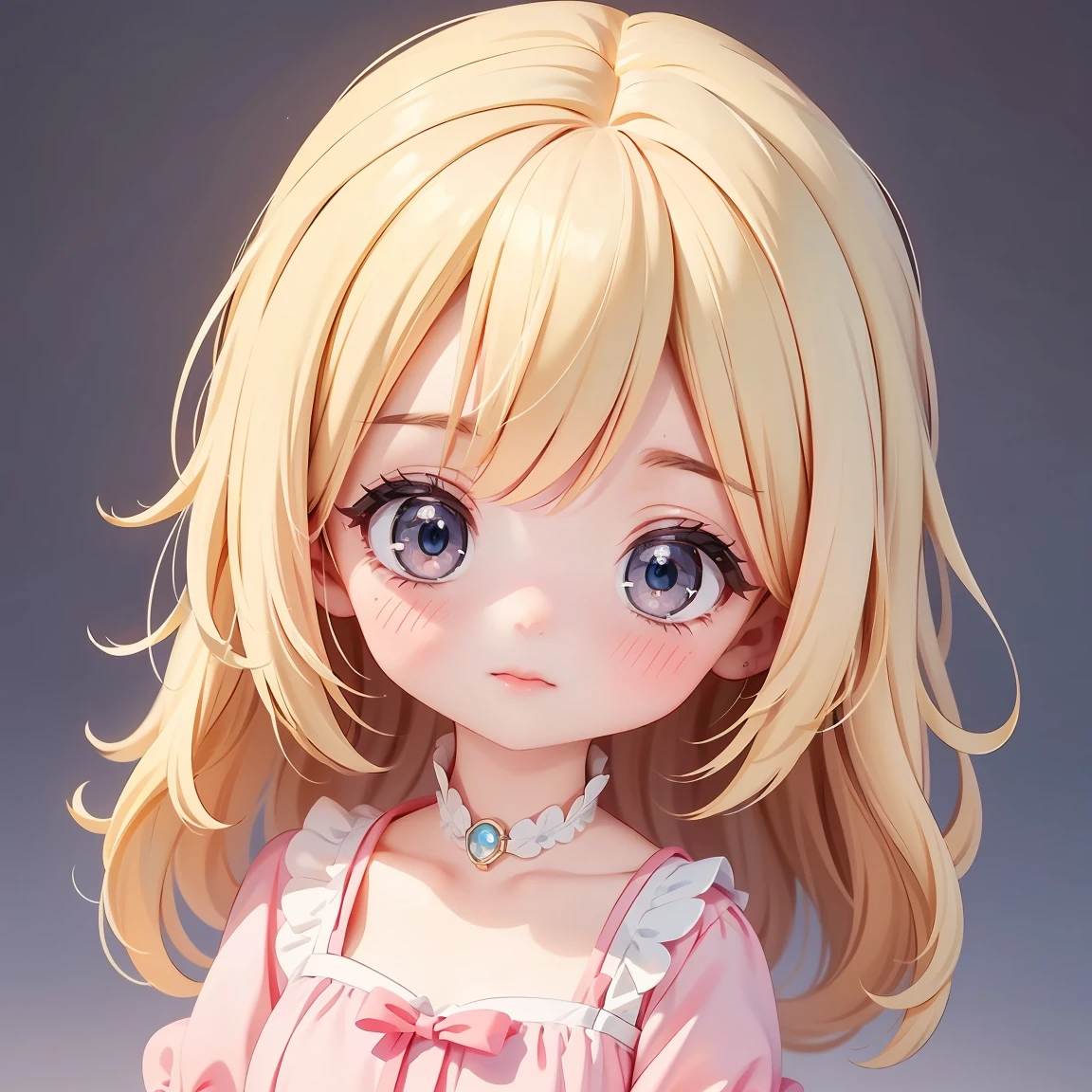 Super Chibi Character:1.8、background:simple、Blonde Hair、Cute 7 year old girl、pink cinderella dress、Are sleeping