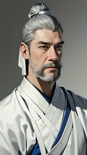 Men in ancient Chinese costumes、(ancient chinese hairstyle male)、、Highest quality、masterpiece、Ultra-high resolution、(Realistic:1.4)、Game Poster、Crisp and beautiful image quality、Long beard、Embroidered cloth wrapped around a topknot、whole body ,(Skin of color, ),(long and heavy white beard):1.2), (Very detailed, bloom:1.5), (Highest quality, Concept Art, 4K), (analog:1.2), (high sharpness), (Detailed pupil:1.1), (Painting:1.1), (digital Painting:1.1), Detailed face and eyes, masterpiece, Highest quality, (Very detailed photos:1.1), 8K, photoRealistic, (Gray Hair、Dynamic Short Hair), (PurerosFace_v1:0.2), [:(Detailed face:1.2):0.2], sharp, Realistic, Realistic Shadow, 