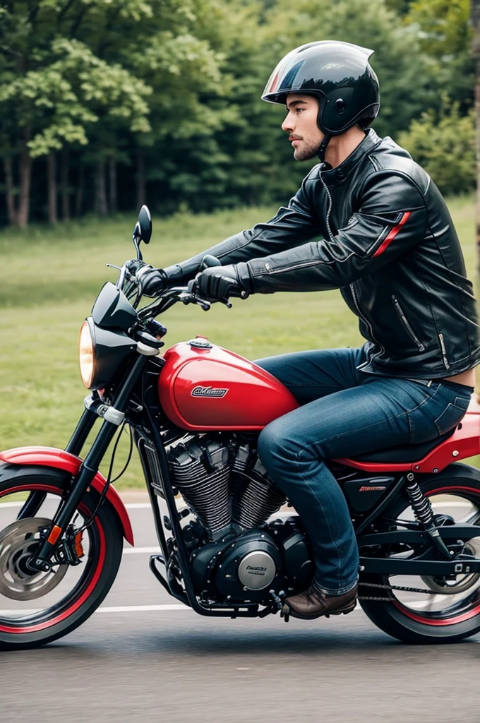 there is a long haired_long bearded_sexy biker dude that is sitting on a motorcycle on the street, sitting on a motorcycle, profile picture, profile pic, profile image, hog rider, riding a motorcycle, picture of a male biker, relaxing by lying on it, with 18" apehangers, big chrome tubes, really trying to ride it, profile shot, aubrey powell, sittin, low quality photo, wheelie, motorcycle