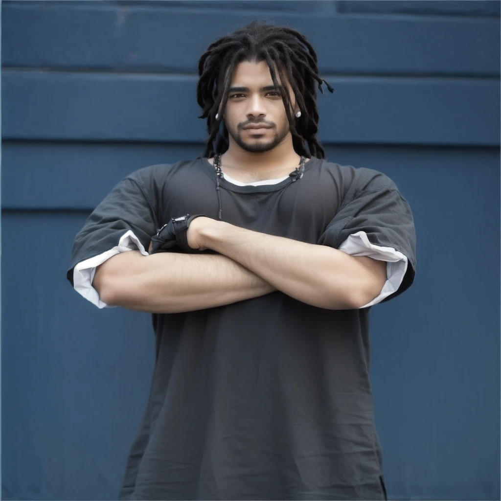arafed man with dreadlocks and a shirt on posing for a picture, realistic