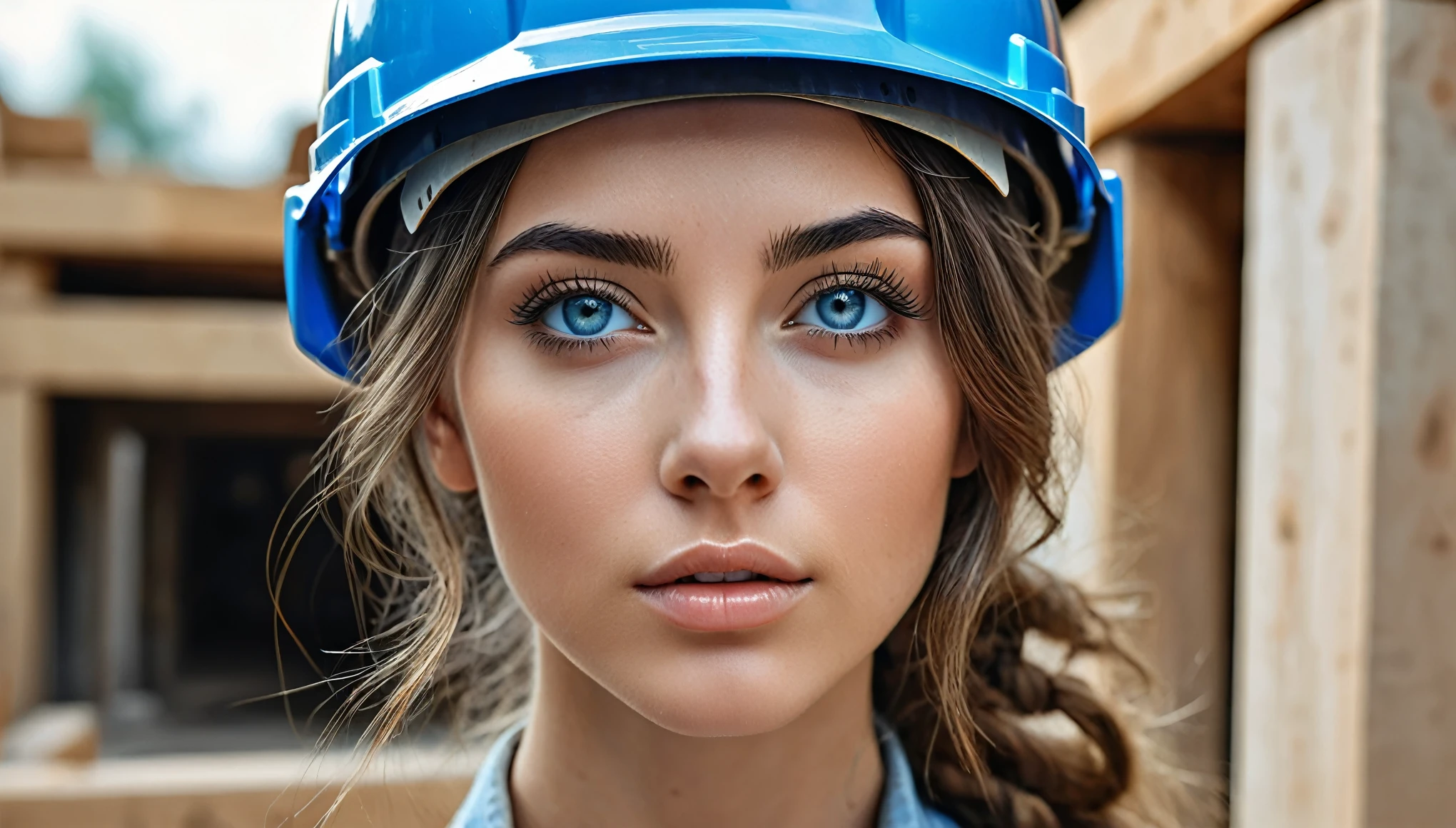 A team of professional builders with blue helmets working on a construction site  (masterpiece), (ultra-detailed), (highly detailed), (best quality:1.2), (professional photography), (realistic:1.5), 8K UHD, High definition, High quality texture, intricate detailed, detailed texture, finely detailed, high detailed, High quality shadow, a realistic representation of the face, intricate Detailed beautiful delicate face, intricate Detailed beautiful delicate eyes, a face of perfect proportion, distinct image, high resolution, (finely detailed beautiful eyes and detailed face), (detailed face), intricate detailed (streaked hair), perfect anatomy, perfect body, feminine pose, female hands, nice hands, perfect hands,