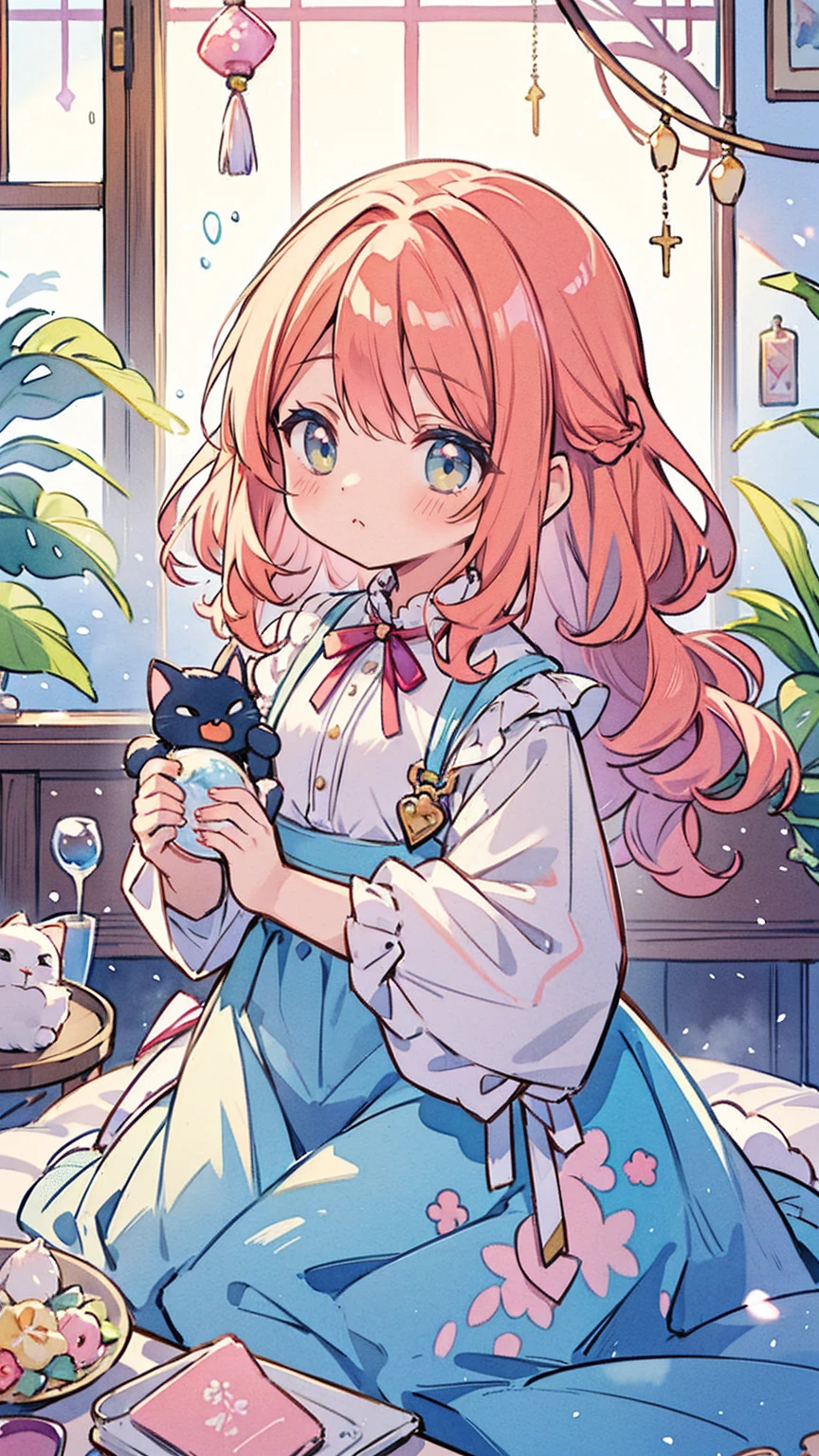 Yumekawa 、beautiful like a dream、with rimuya、(first task、Maximum Quality、Maximum Quality、watercolor painting(curly)、Meet the cute cat、official art、beautifully aesthetic:1.2)、(Beautiful girl:1.3)、pattern、(Iridescent hair、cabelo fancy:1.2)、soap bubble、behind the rainbow、cloud、fancy、soap bubble、Hair spreads everywhere、cute、pie、big ribbon、Charming Room、rainbow cat plush