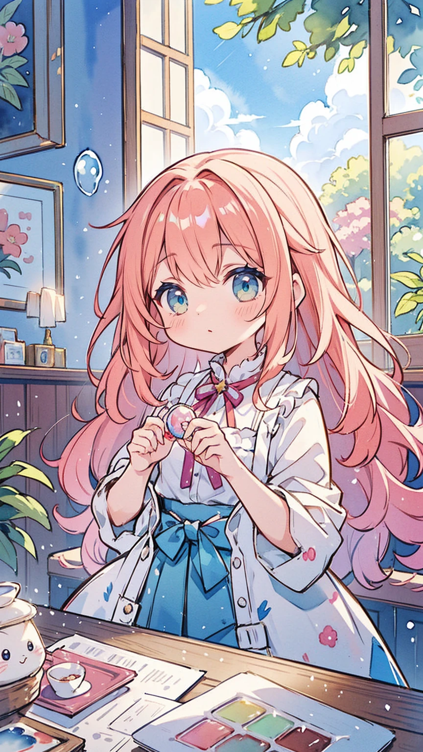 Yumekawa 、beautiful like a dream、with rimuya、(first task、Maximum Quality、Maximum Quality、watercolor painting(curly)、Meet the cute cat、official art、beautifully aesthetic:1.2)、(Beautiful girl:1.3)、pattern、(Iridescent hair、cabelo fancy:1.2)、soap bubble、behind the rainbow、cloud、fancy、soap bubble、Hair spreads everywhere、cute、pie、big ribbon、Charming Room、rainbow cat plush