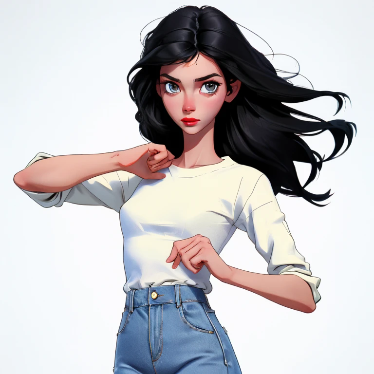 face of 1 young woman, aspecto irani modern ((whole body)) one arm raised, Closed fist, frontal, image from other you told, very beautiful face, powerful impactant modern current, modern, actual, Casual, expression of freedom, expression of rebellion, contracted lighting, Digital paint, digital portrait, An ultra-fine and detailed painting,