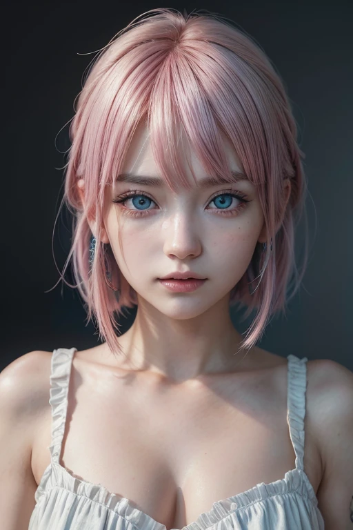 ichikanakano, ichika nakano, shorth hair, bangss, blue colored eyes, hair between the eyes, pink  hair, aretes,
(work of art:1.2), best qualityer, high resolution, unity wallpaper 8k, (illustration:0.8), (beautiful detailed eyes:1.6), extreme detailed face, perfect lighting, extremely detailed CG, (perfect hands, Perfect Anatomia),