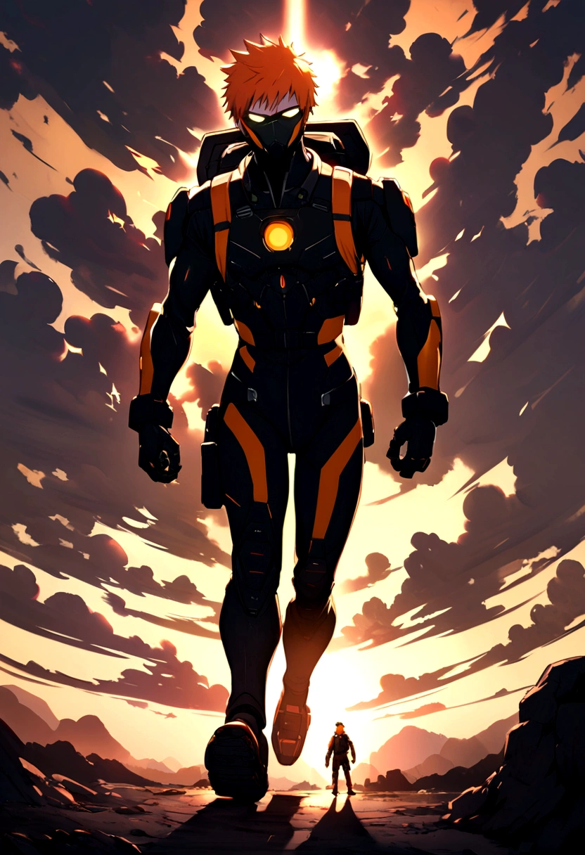 generates ichigo kurosaki full body with tactical suit