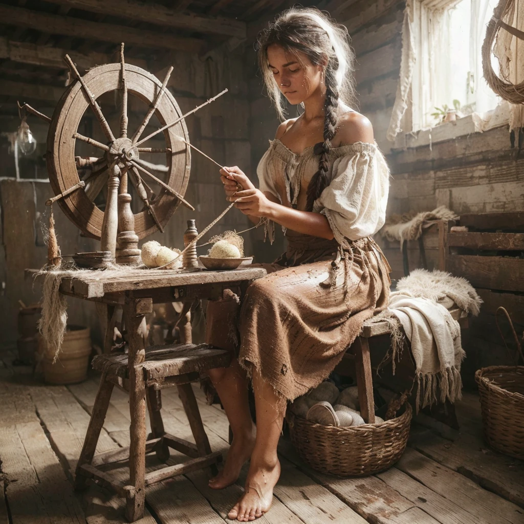 Roman Slave Girls, Slavic Tribe, Big Saggytits Working On A Farm, 20y. Old, Iron Collar, Brands On The Body, Exhausted By Hard Work, A Worn-Out Mare By Hard Labor, Tanned To Black From Dirt And Sun, Barefoot, Ragged, Beautiful But Exhausted Face, Dirty Hair, Somehow Braided, In An Old Torn Sacking That Replaces Her Short Tunic, Leaky And Dilapidated, High Texture Burlap, Body, Rural Italy, Cgsociety Of The Whole Body, Highly Detailed , Tumblr Aesthetic, Retro, Hd Photography, Hyperrealism, Tiny Details, Hyperdetailed, Photorealistic, Flickering Light, Glowing Neon, Black And White Photo, Natur