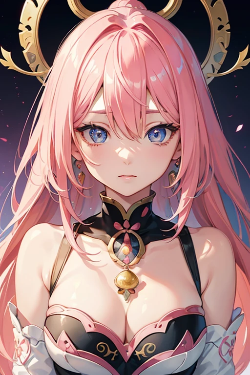 ichikanakano, ichika nakano, shorth hair, bangss, blue colored eyes, hair between the eyes, pink hair, aretes, (work of art:1.2), best qualityer, high resolution, unity wallpaper 8k, (illustration:0.8), (beautiful detailed eyes:1.6), extreme detailed face, perfect lighting, extremely detailed CG, (perfect hands, Perfect Anatomia),