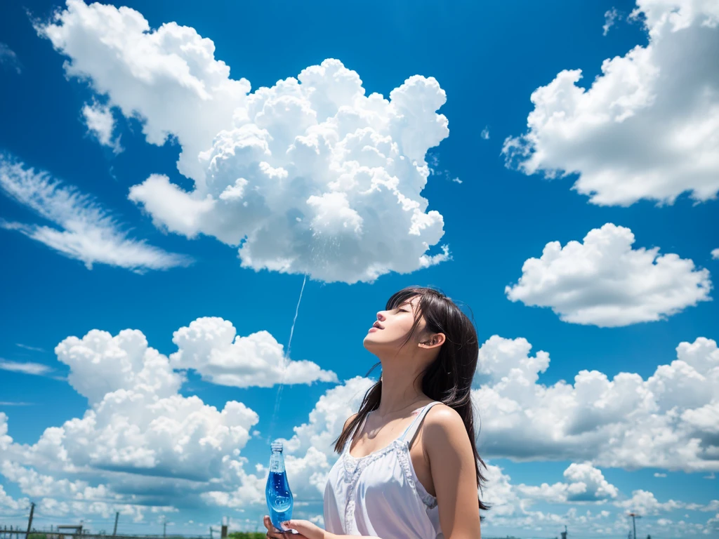 Summer refreshing blue sky and cumulonimbus clouds、Ramune