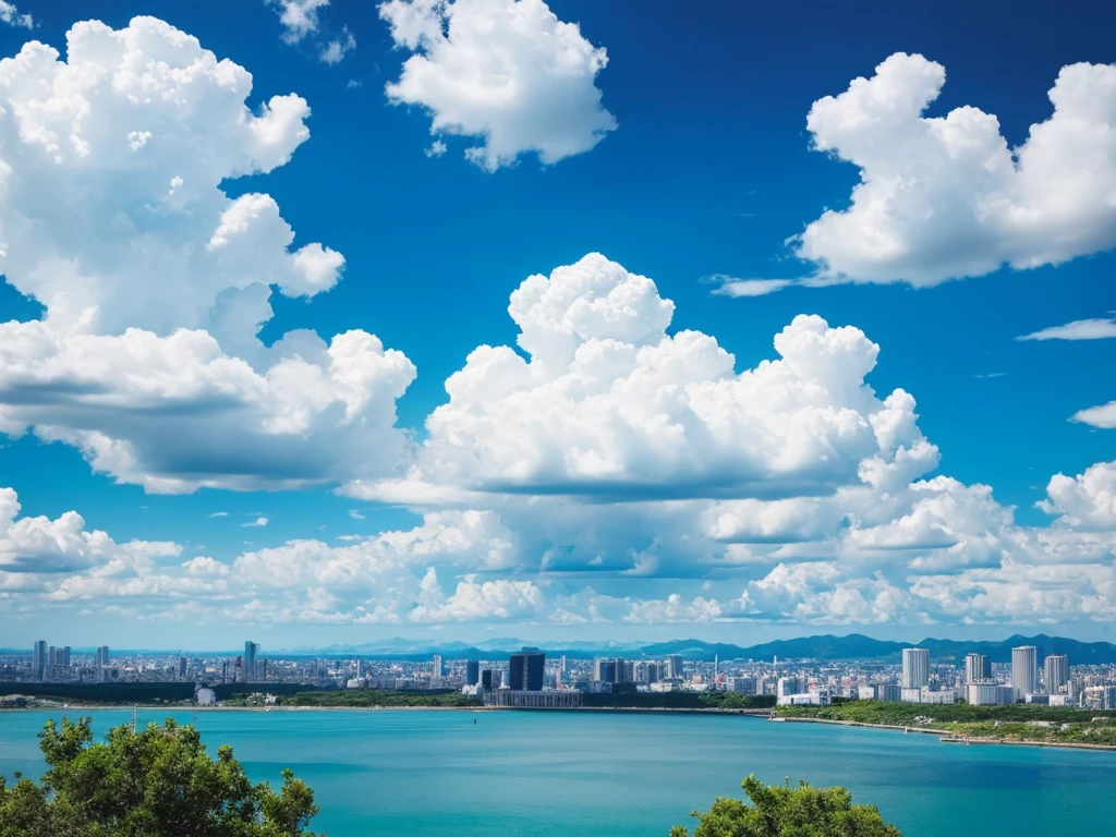 Summer refreshing blue sky and cumulonimbus clouds、Ramune
