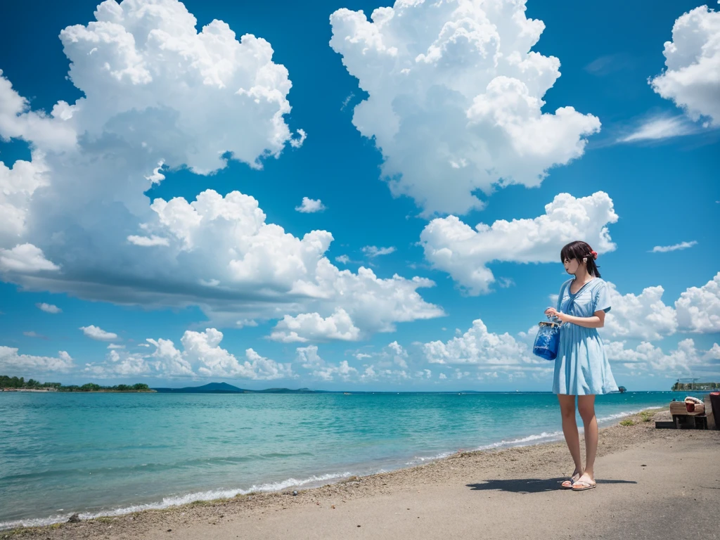 Summer refreshing blue sky and cumulonimbus clouds、Ramune