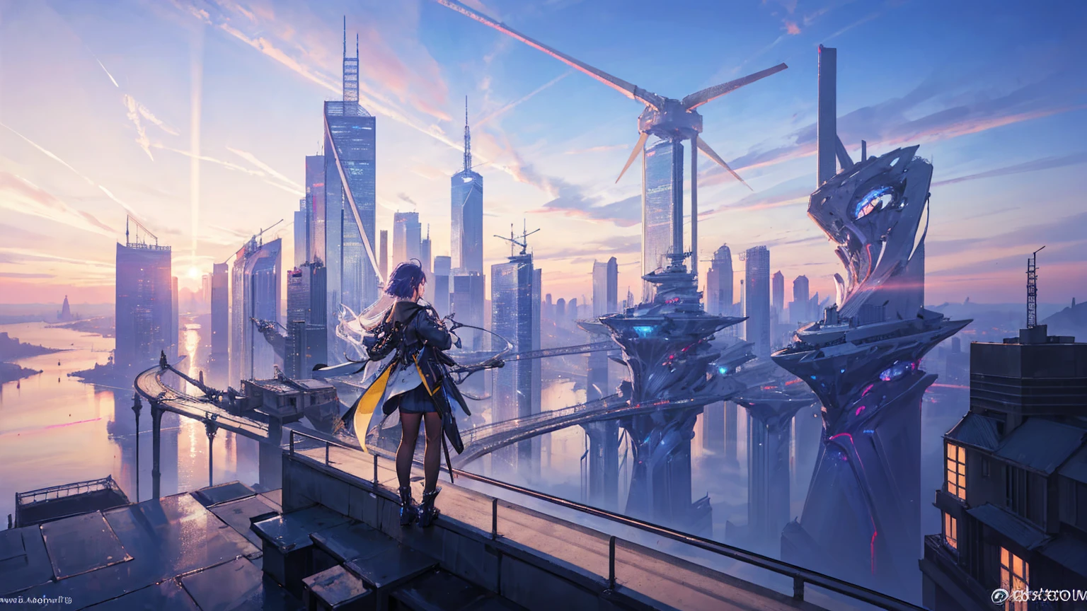 (Best quality,4K,8K,A high resolution,Masterpiece:1.2),Ultra-detailed,(Realistic,Photorealistic,photo-realistic:1.37),Futuristic floating city,Futuristic technology,Huge urban high-tech tablet platform,Airship,Floating in the sky,Futuristic city,Small airships around,High-tech hemispherical platform,Colorful lights,Advanced architecture,modernn architecture,skyscrapper,Access the cloud,Scenic beauty,view over city,Impressive design,Blend seamlessly with nature,energetic and vibrant atmosphere,Futuristic transportation system,Parking is suspended,Transparent path,Lush greenery,Sky gardens,cascading waterfalls,Magnificent skyline,reflections on the water,Sparkling river,Architectural innovation,futuristic skyscrapers,Transparent dome,The shape of the building is unusual,Elevated walkway,Impressive skyline,Glowing lights,Futuristic technology,Minimalist design,Scenic spots,Panoramic view,Cloud Piercing Tower,Vibrant colors,epic sunrise,epic sunset,Dazzling light display,magical ambiance,The future city,Urban Utopia,LuxuryLifestyle,Innovative energy,sustainable development,Smart city technology,Advanced infrastructure,Tranquil atmosphere,Nature and technology live in harmony,Awesome cityscape,Unprecedented urban planning,Architecture connects seamlessly with nature,High-tech metropolis,A cutting-edge engineering marvel,The future of urban living,Visionary architectural concept,Energy-efficient buildings,Harmony with the environment,A city floating above the clouds,Utopian dreams become reality,The possibilities are endless,State-of-the-art transportation network,Green energy integration,Innovative materials,Impressive holographic display,Advanced communication system,Breathtaking aerial view,Quiet and peaceful environment,Modernist aesthetics,Ethereal beauty