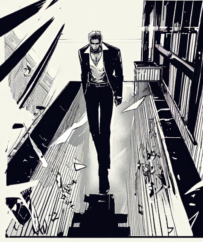 Man character, desperado, assutado, black andwhite
