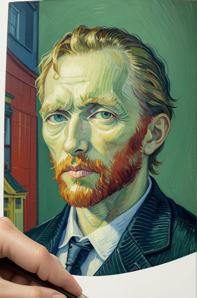 Quadro do van Gogh, expelling from the screen, automobile, House, Market, chave, emoji, whatsapp, all in drawing with gouache paint