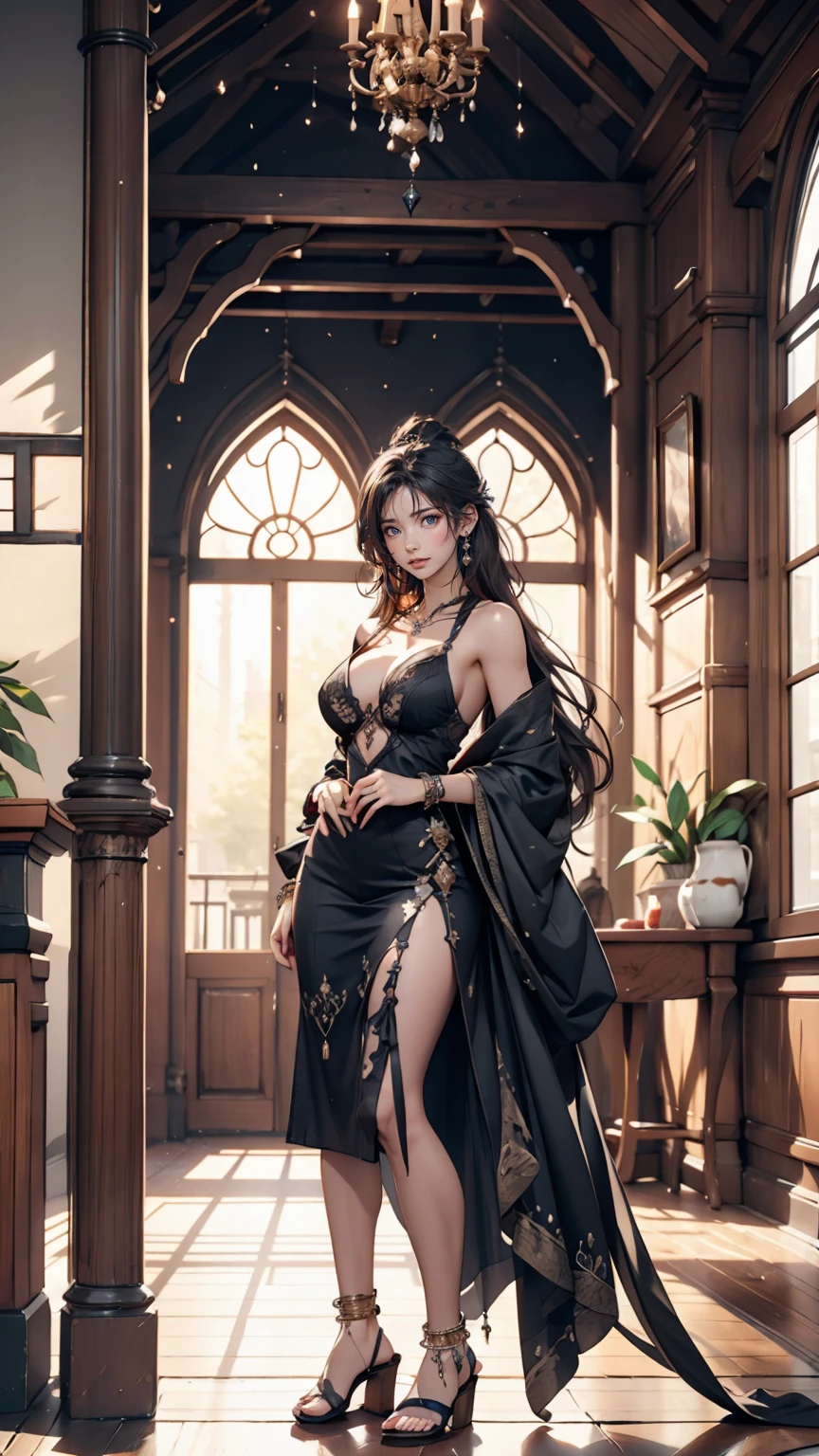 There is a large room with a staircase and a circular staircase, Futuristic Persian Palace, cgsociety Unreal Engine, An exquisitely designed throne room, Unreal Engine Rendering, Unreal Engine 5 : :, Futuristic Palace, Rendering with Lumion, Unreal Engine HD Rendering, Unreal Engine Rendering saint seiya, Rendering with Lumion pro, Unreal Engine 5 render, Unreal Engine 5 » 、24 year old Persian woman、Oriental atmosphere、Sexy proportions、Persian style clothing、Sandals、smile、Accessories on your wrist、Anklet on the ankle