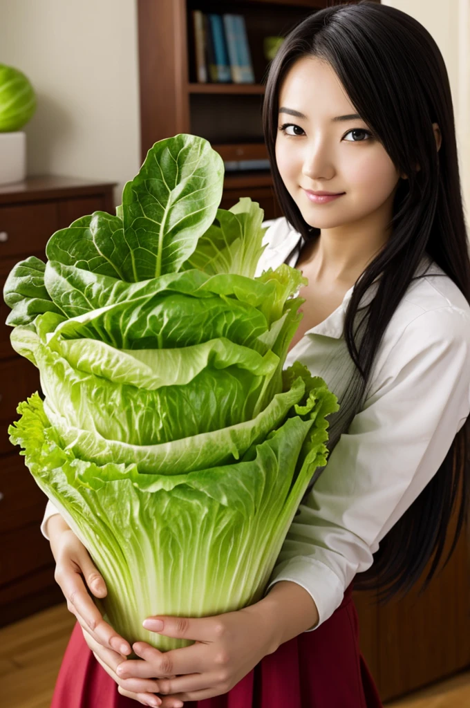 Anime woman 22 years old with stuffed lettuce