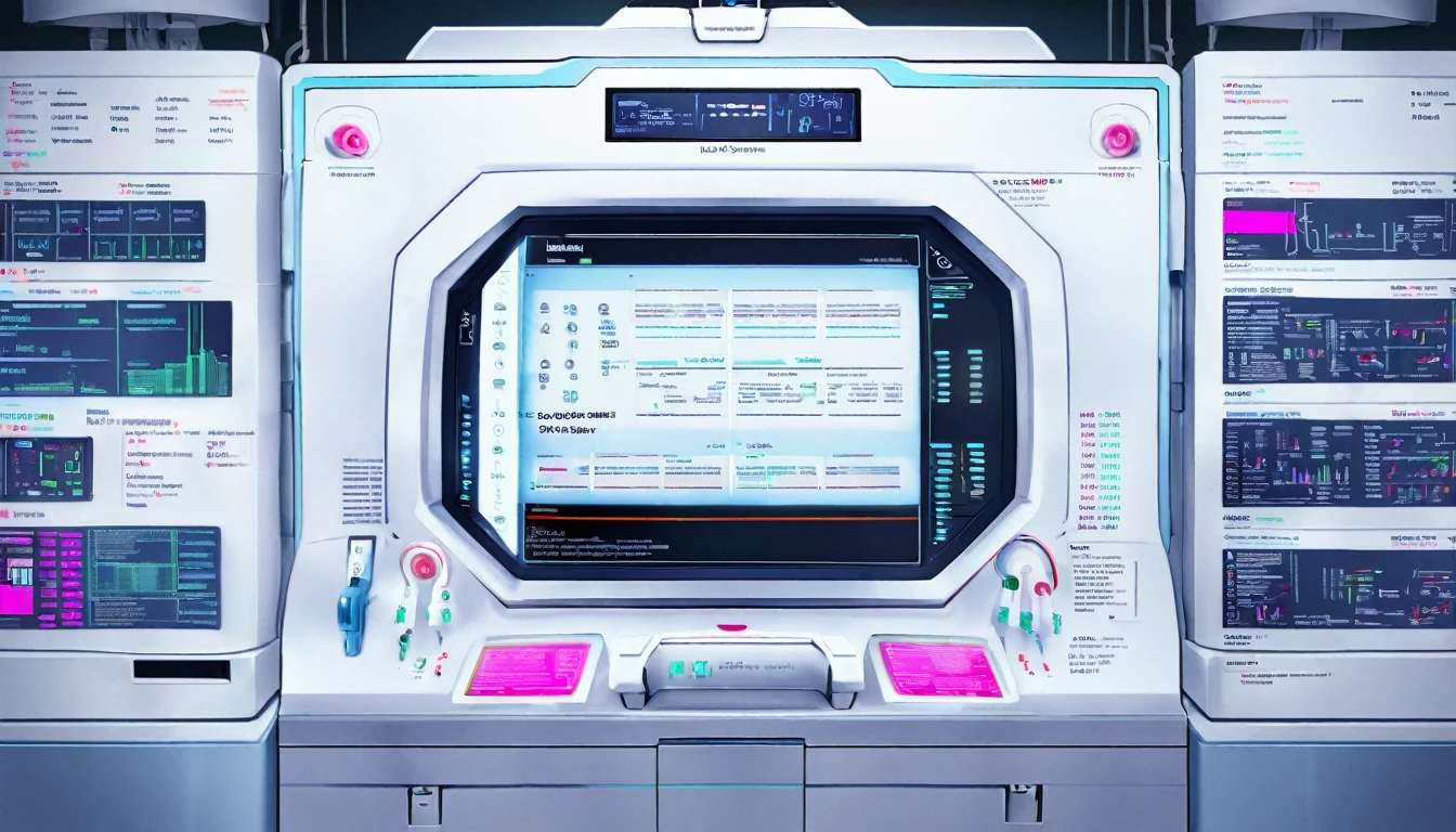 Wall close-up photography, Take a photo straight-on facing the wall. A futuristic clinic features monitors displaying medical and chemical data.。Bright spot with white walls, Scientific research, The camera is parallel