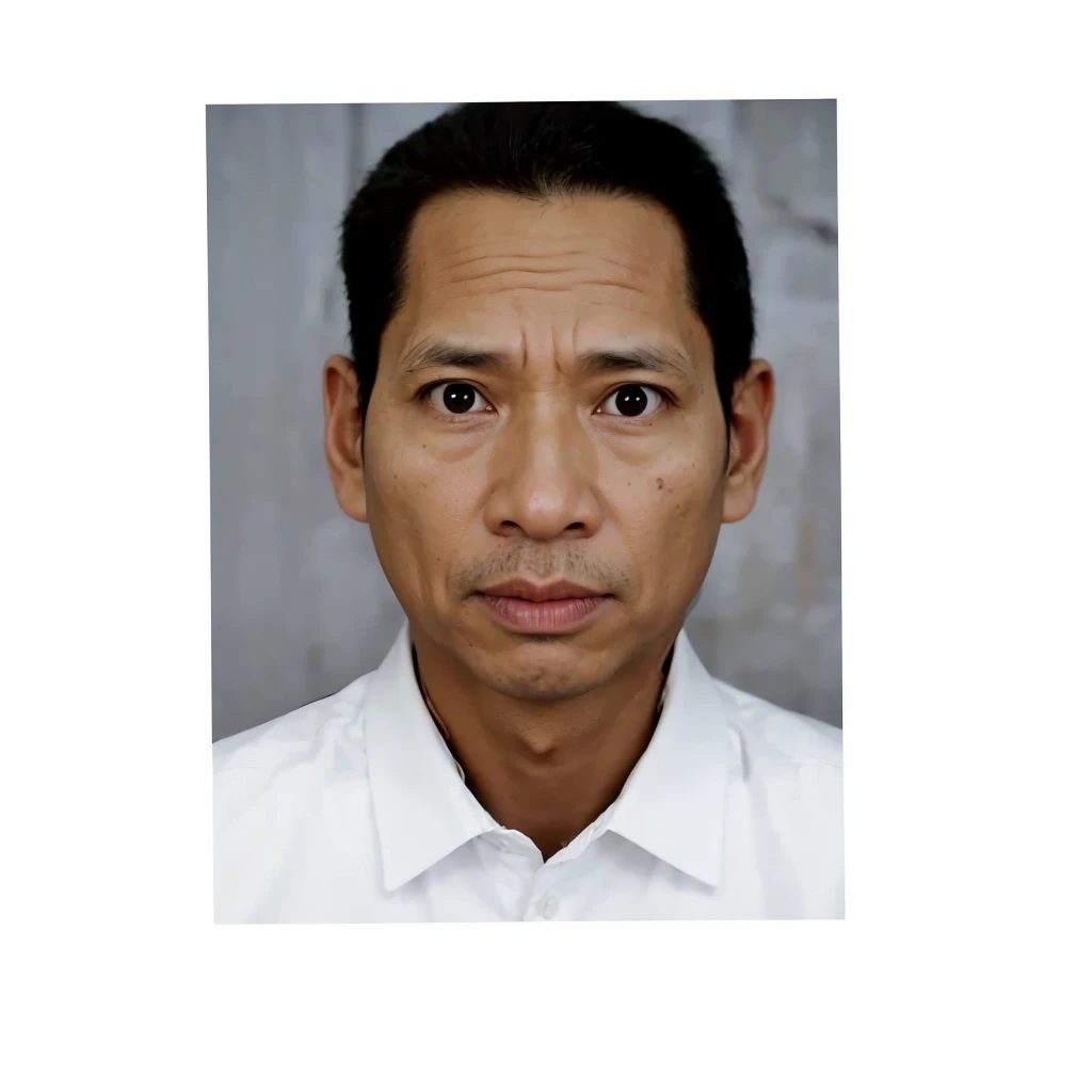 A realistis indonesian man face age 40 years wear a white shirt,ultra hd 8k
